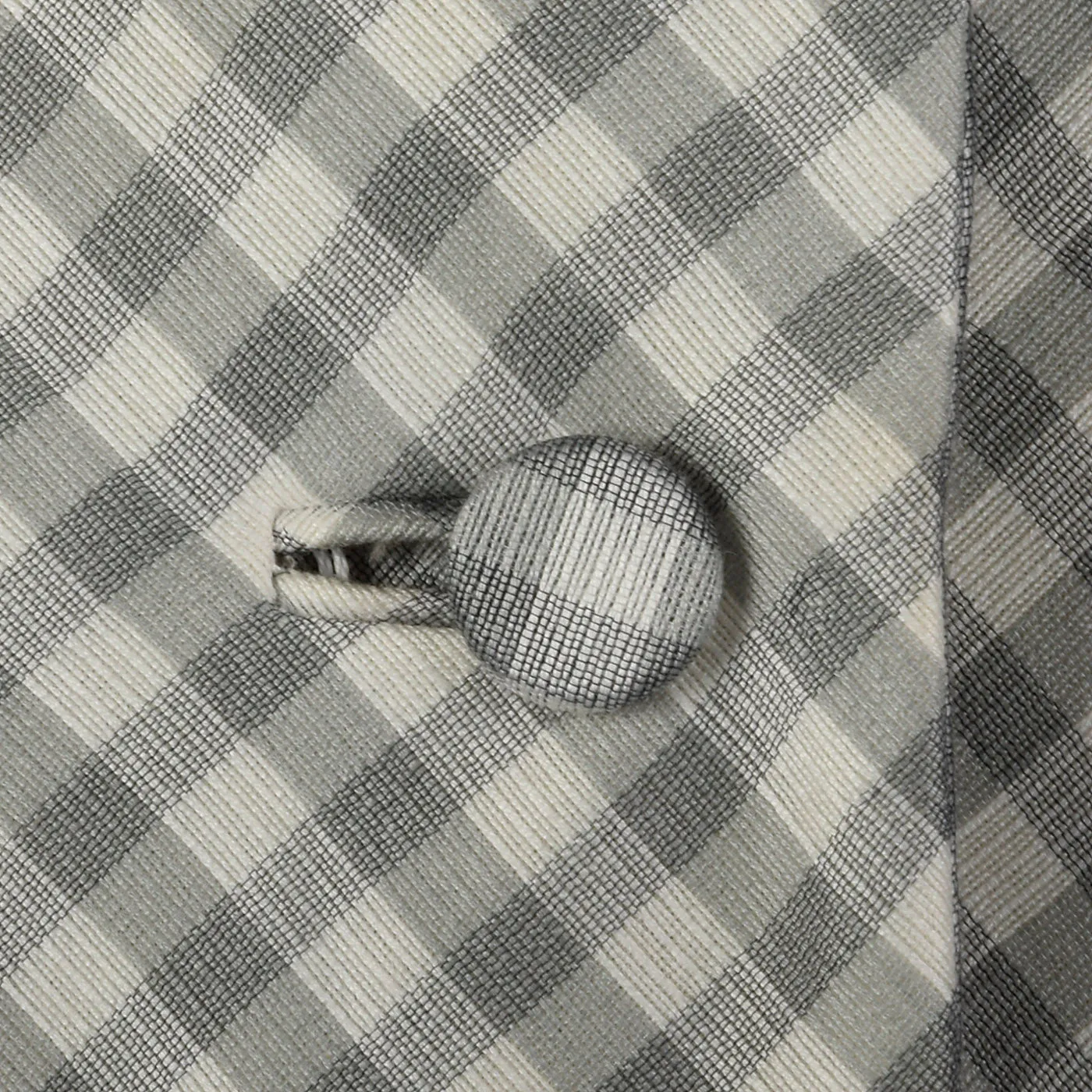 1950s Gray and White Gingham Dress with Velvet Waist Band