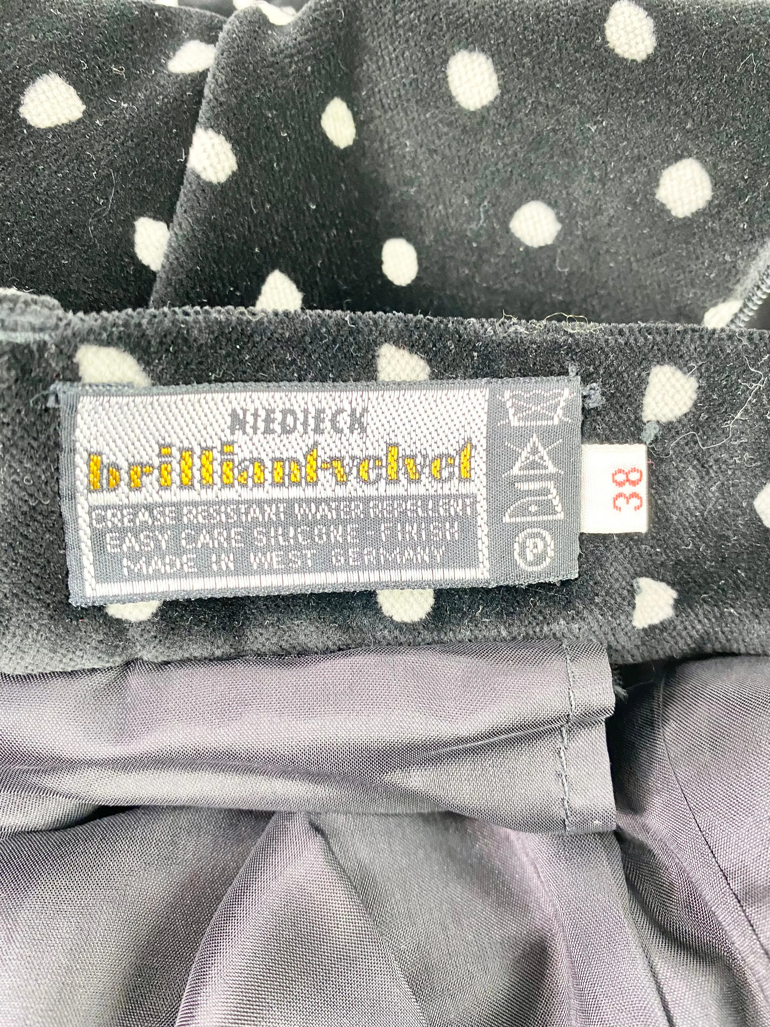 80s West German Black Velvet Polka Dot Suit - AU10