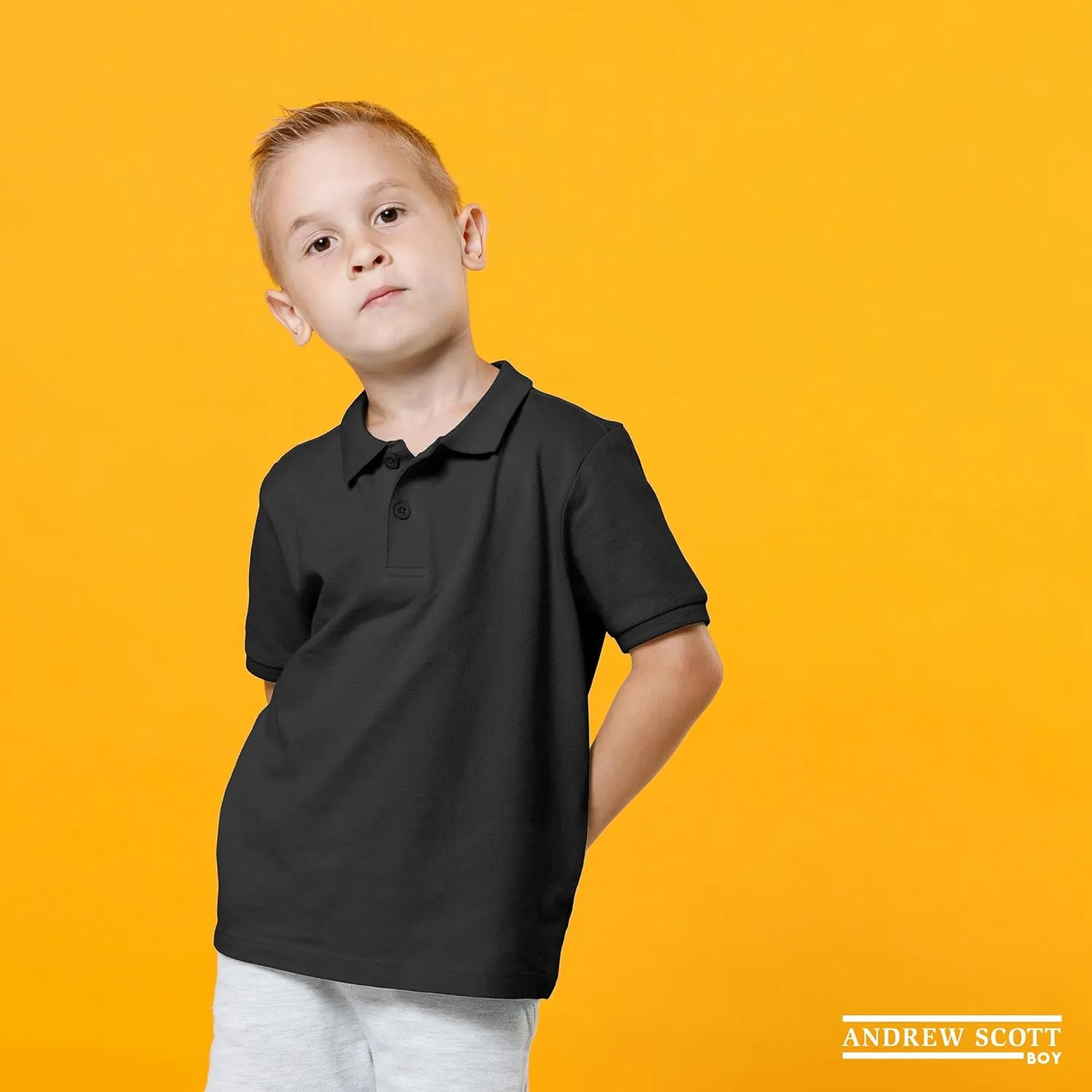Andrew Scott Boys Multi Pack Short Sleeve Pique Polo Shirts | School Camp Uniform Cotton Shirts | 3 Pack & 5 Pack