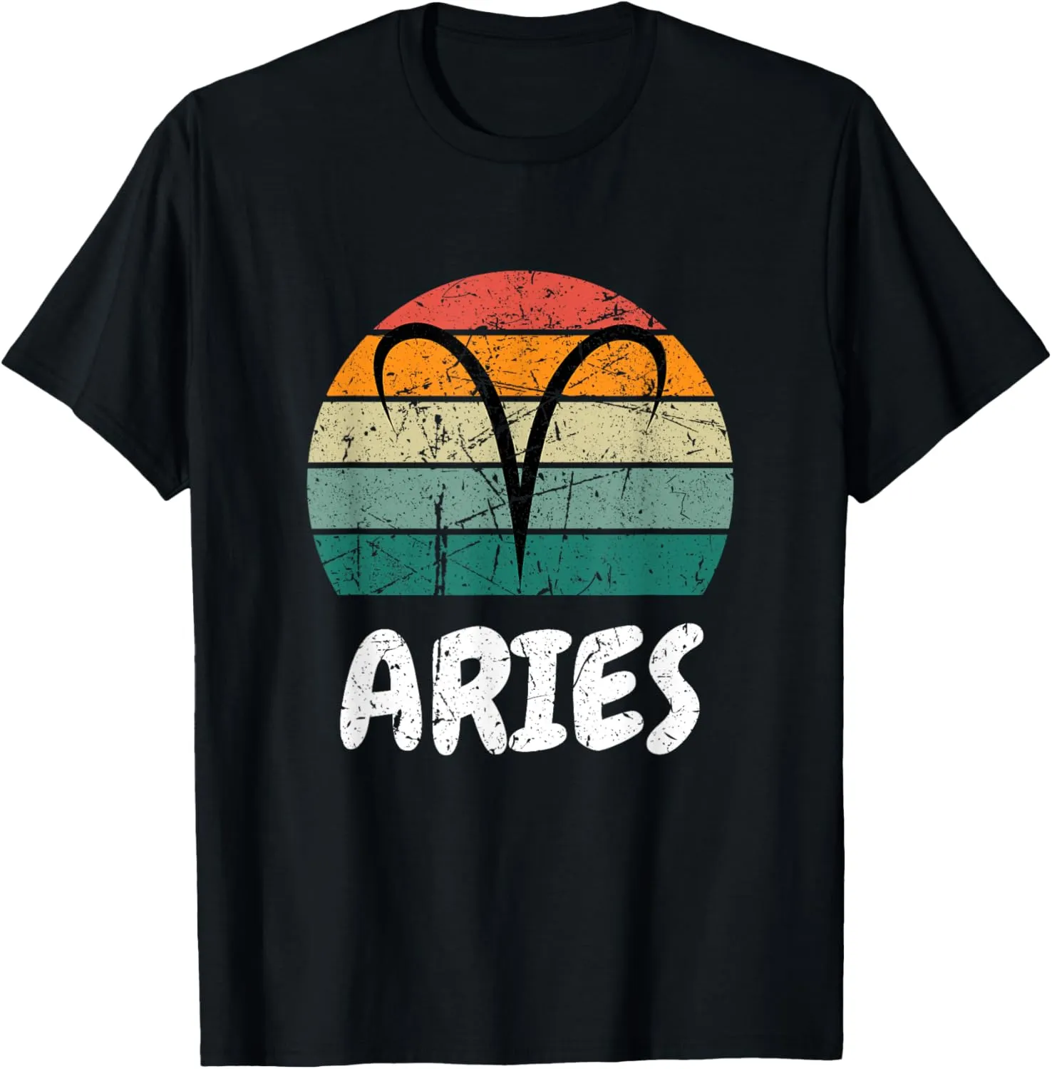 Aries Retro Sunset Astrological Astrology Zodiac Sign T-Shirt