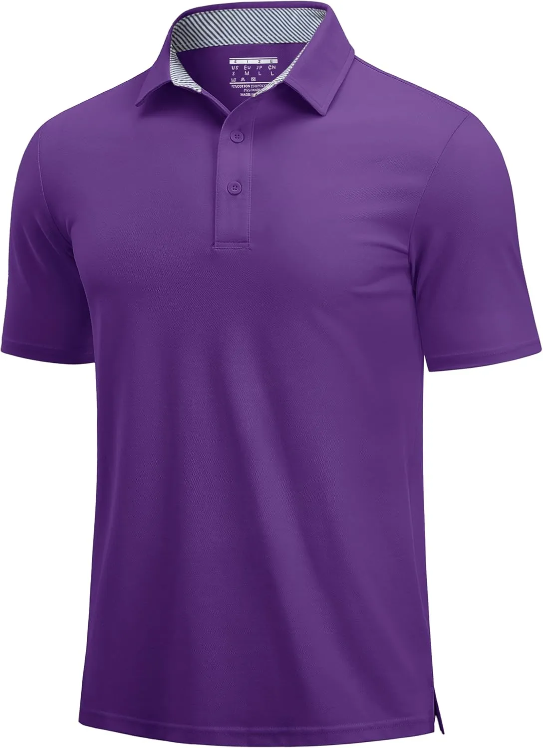 Cotrasen Men's Polo Shirts Short Sleeve Cotton Pique 3 Buttons Golf Shirts Classic Fit Casual Performance T-Shirt