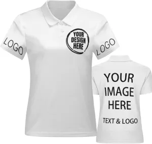 Custom Polo Shirts for Women Customize Your Text Custom Company Logo Personalized Short Sleeve for Sports