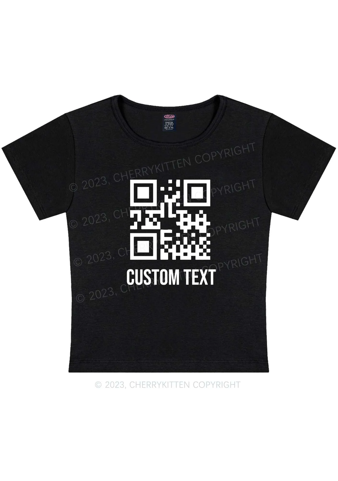 Custom Text QR Code Y2K Baby Tee Cherrykitten