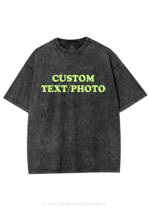 Custom Text Y2K Washed Tee Cherrykitten