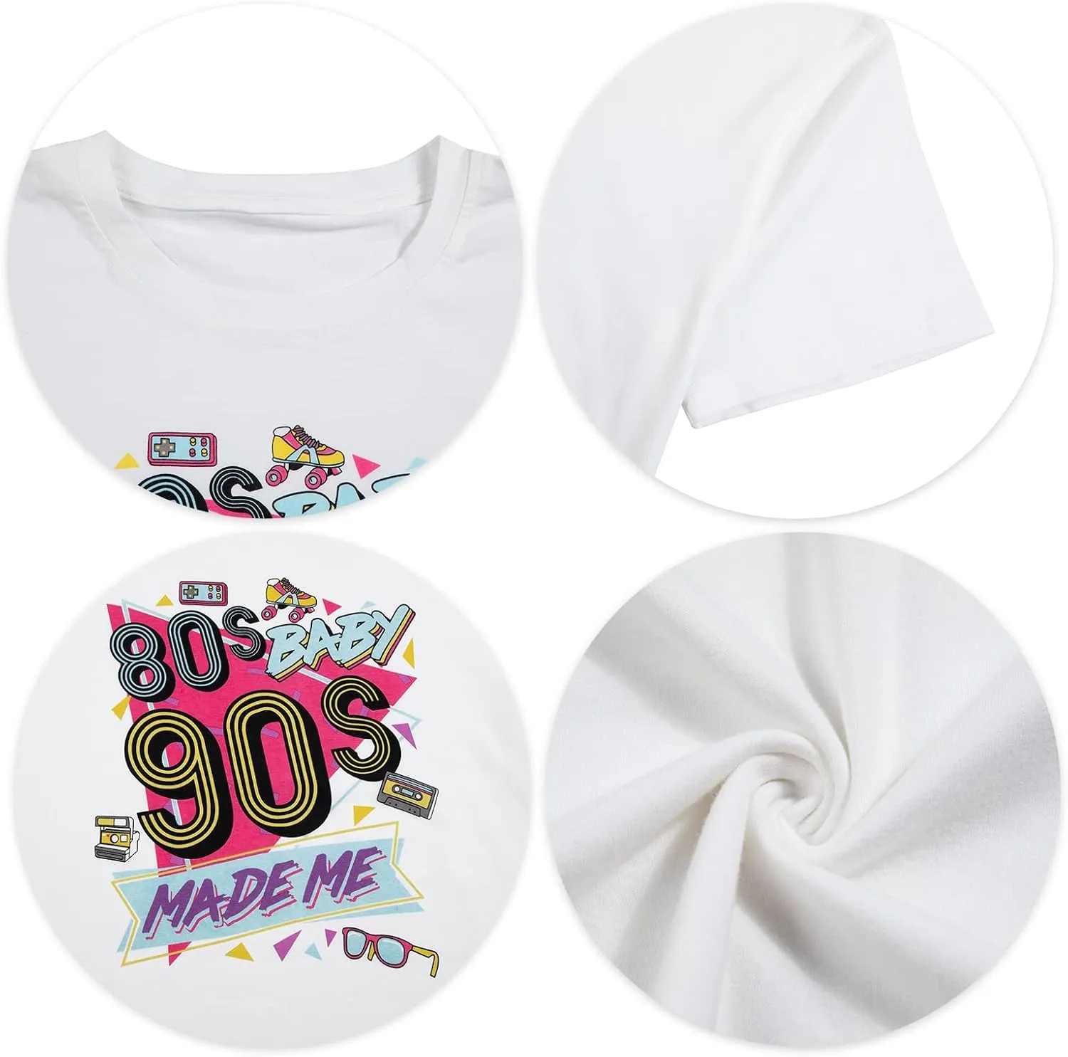 FLOYU 80s Baby 90s Made Me Shirt 90s Womens T-Shirt 90s Outfit Tops Vintage 80s 90s Tee Tops Casual 90s Party Shirts Top