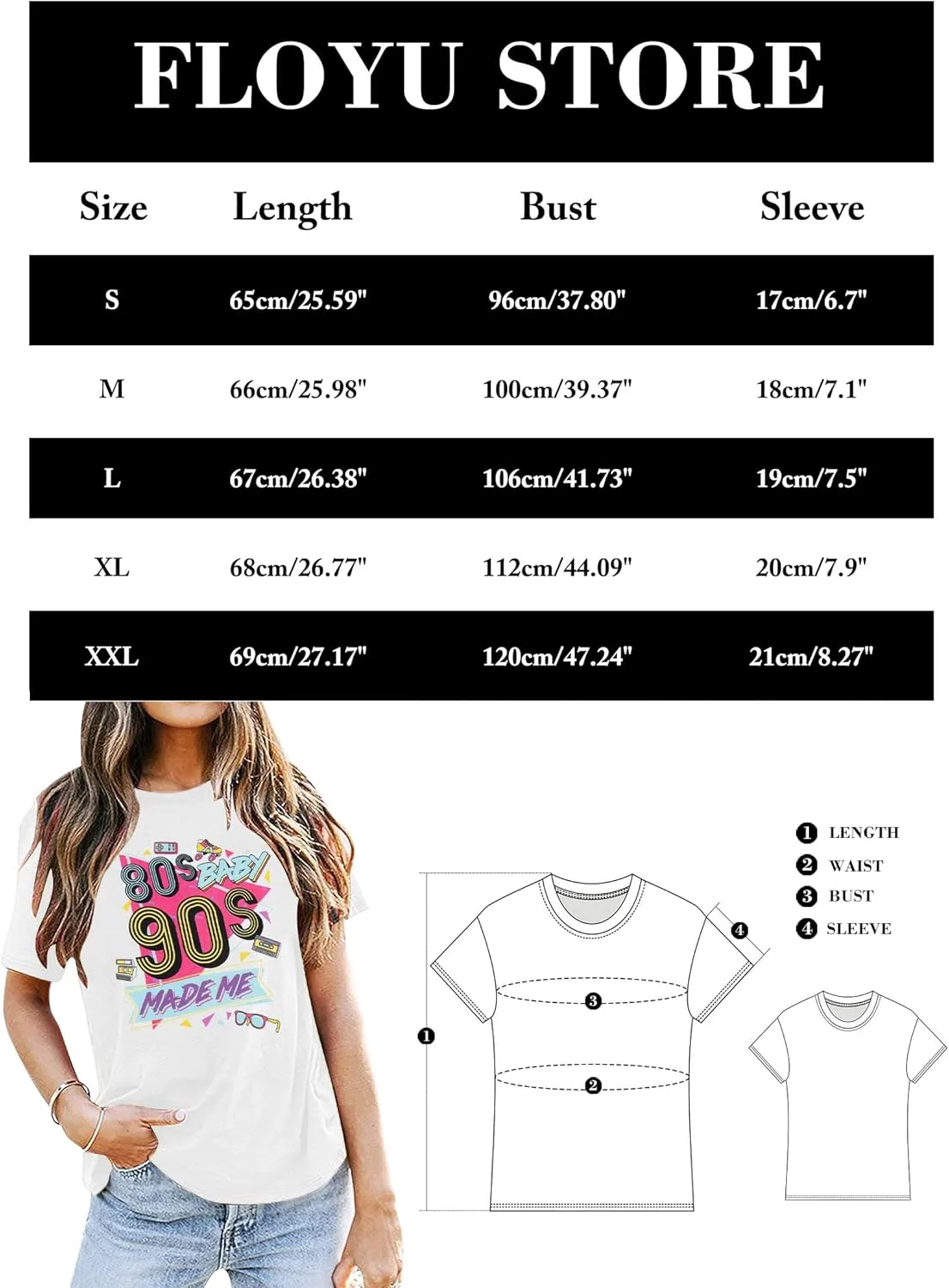FLOYU 80s Baby 90s Made Me Shirt 90s Womens T-Shirt 90s Outfit Tops Vintage 80s 90s Tee Tops Casual 90s Party Shirts Top