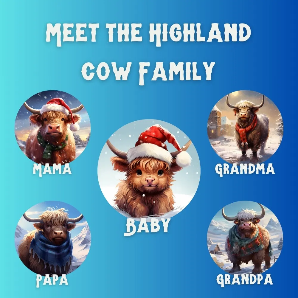 Grandpa Highland Cow, Family Christmas Ornament - Collectible for Tree or Hanging Car Ornaments