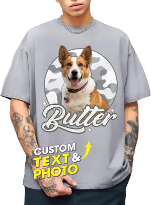 H-DEWALL Custom Shirts Custom Bootleg Rap Shirt for Him Custom Face Shirt with Photo Pet Custom Tees Gift for Dog Cat Lover