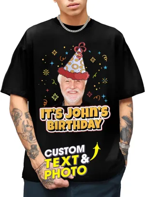 H-DEWALL Custom T Shirts 90s Vintage Design Your Own Photo Bootleg Rap Tee Gifts for Boyfriend Birthday Shirts for Men