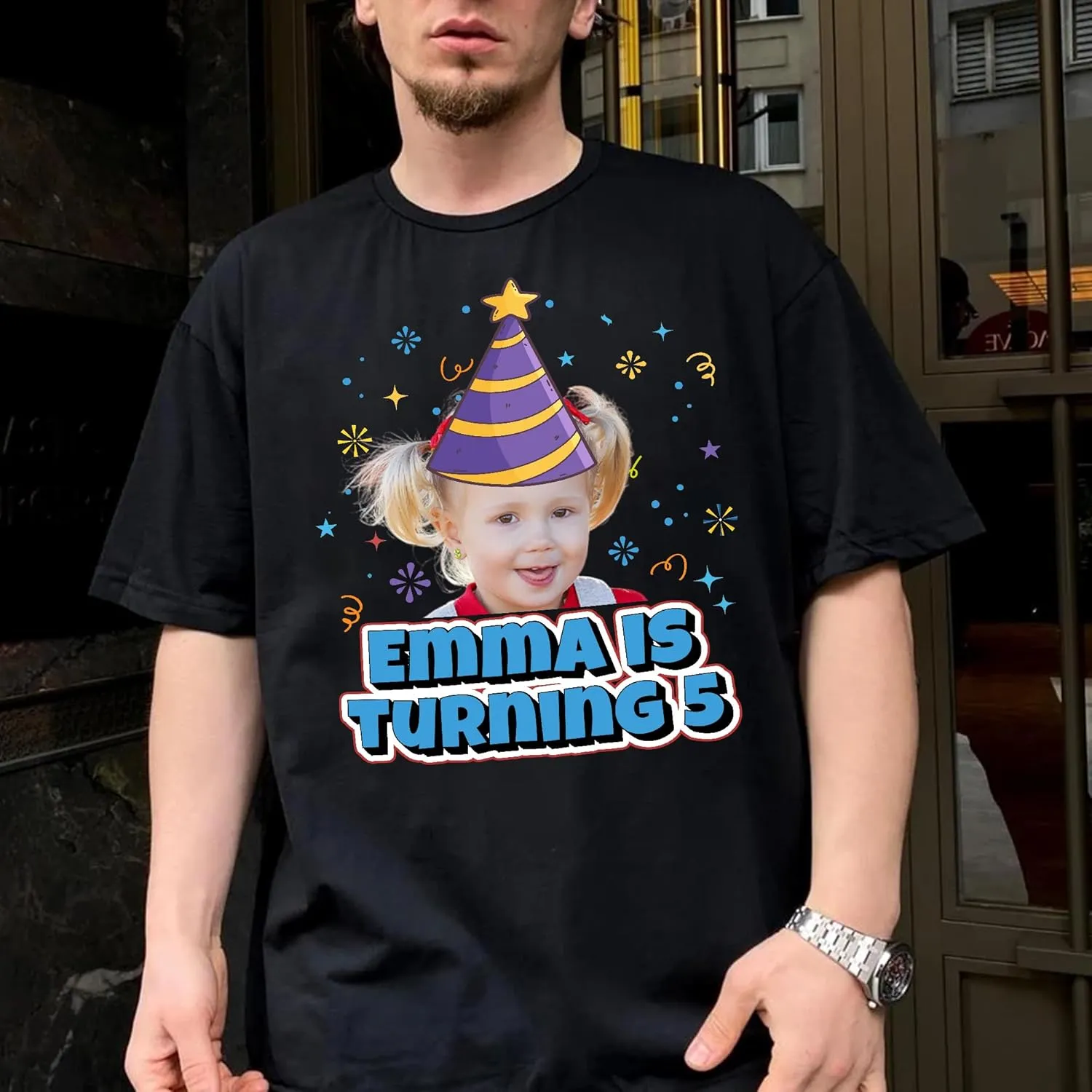 H-DEWALL Custom T Shirts 90s Vintage Design Your Own Photo Bootleg Rap Tee Gifts for Boyfriend Birthday Shirts for Men