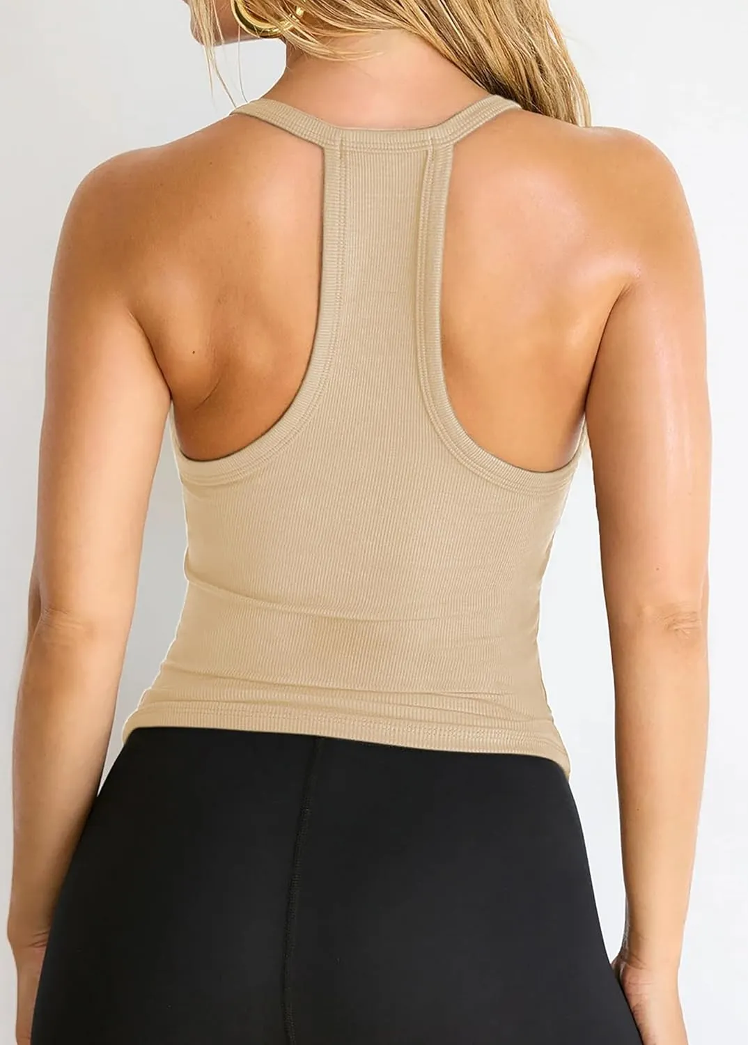 iGENJUN Workout Tops for Women Racerback Basic Tank Summer 2024 Camisole V Neck Slim Fit Ribbed Sleeveless