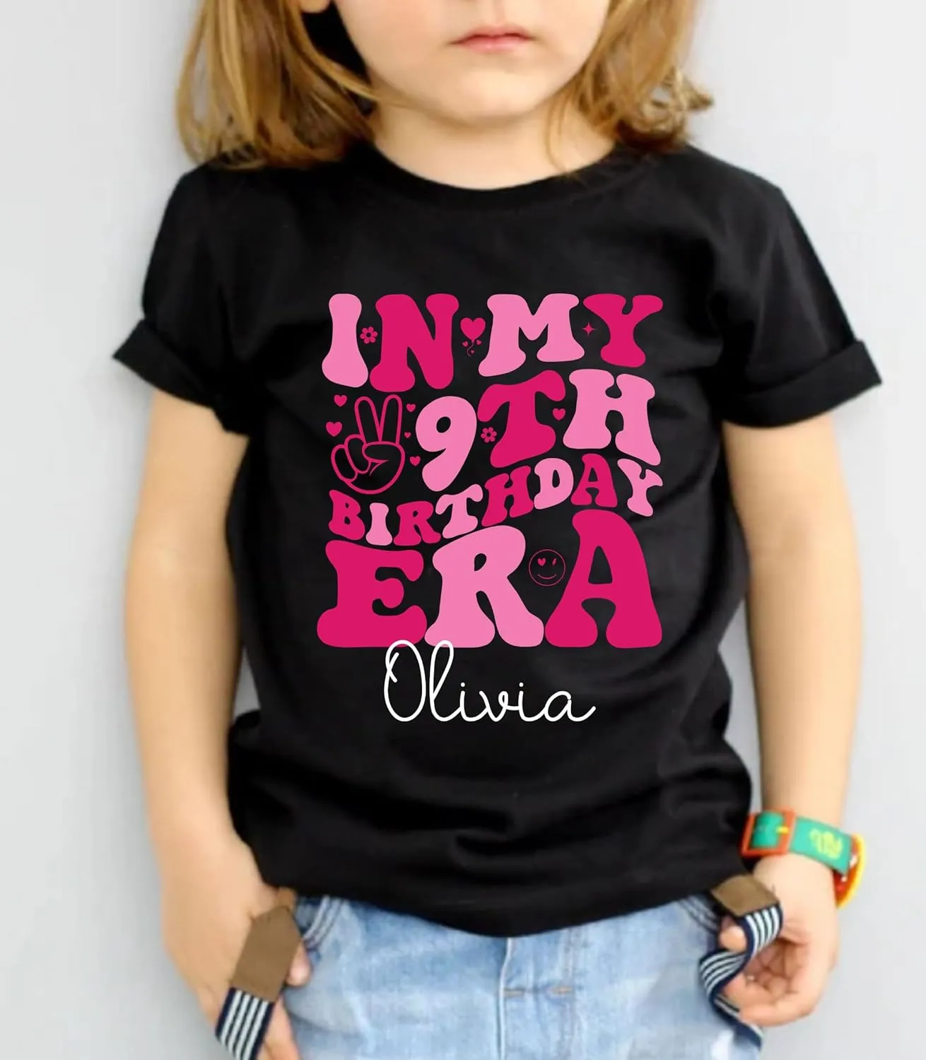 Kids Birthday Shirt Personalized in My Birthday Era Shirts 9th 8th 6th 10th Birthday Girl Custom Name T Shirts