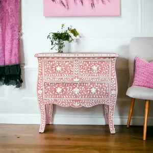 Lane Bone Inlay 3 Drawer Chest Peach | 3 Drawer Chest of drawer