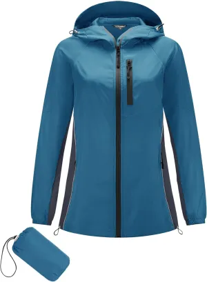 LOMON Lightweight Active Rain Jacket Hooded Water Resistant Raincoat Windbreaker Casual Jacket