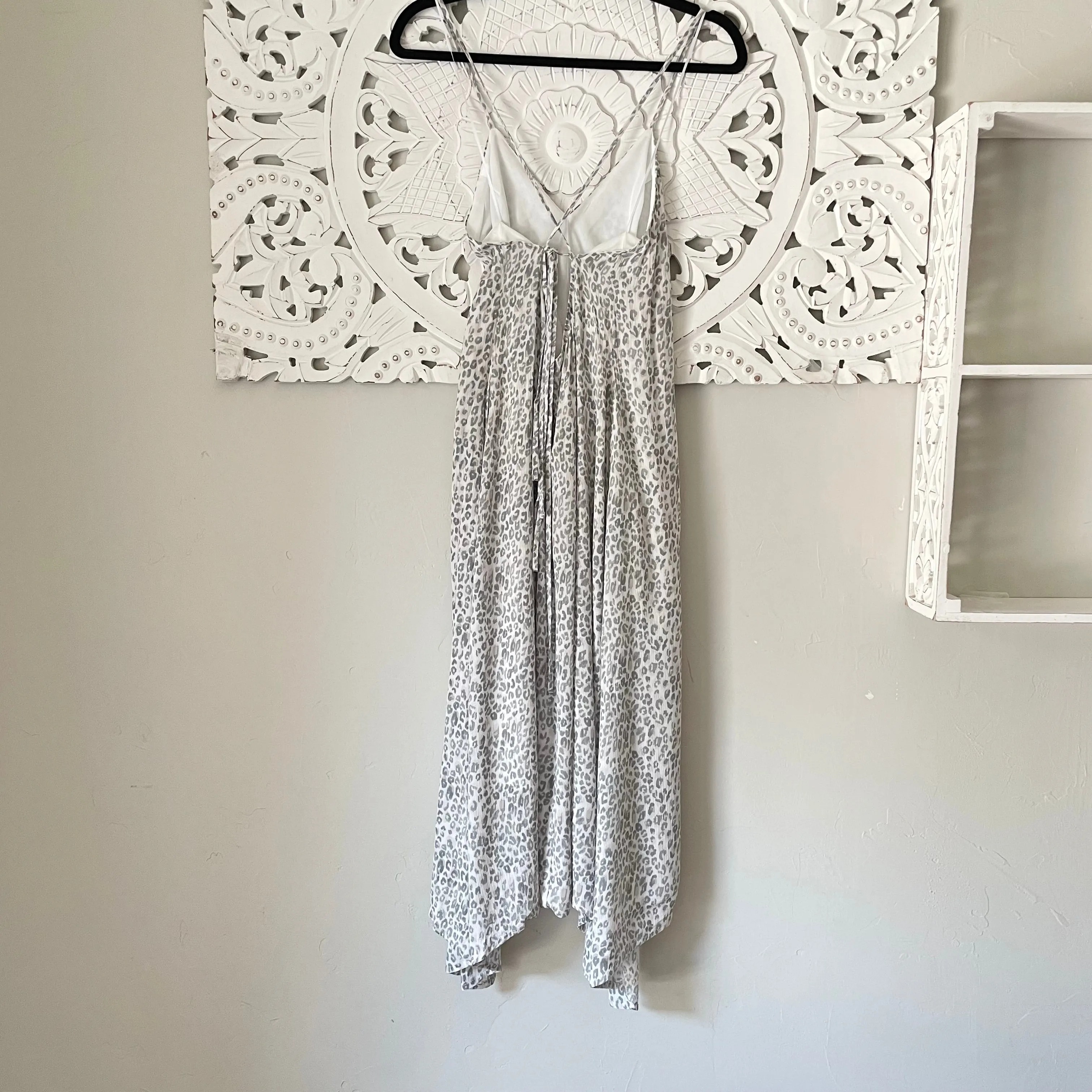 Lovejoy Leopard Asymmetrical Maxi Dress in Grey