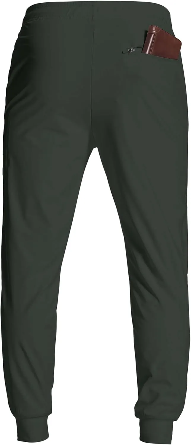 Men's Athletic Joggers with Zipper Pockets Stretch Track Pants Workout Running Gym Golf Sweatpants for Men