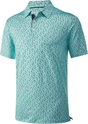 Mens Golf Shirt Moisture Wicking Dry Fit Print Performance Short Sleeve Polo Shirts for Men