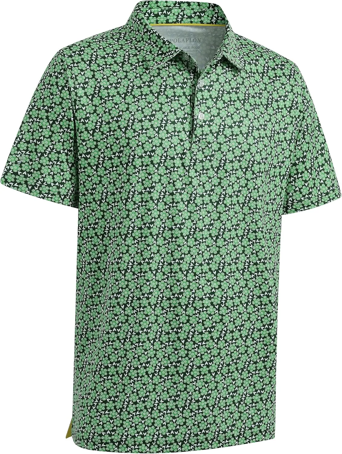 Mens Golf Shirt Moisture Wicking Dry Fit Print Performance Short Sleeve Polo Shirts for Men