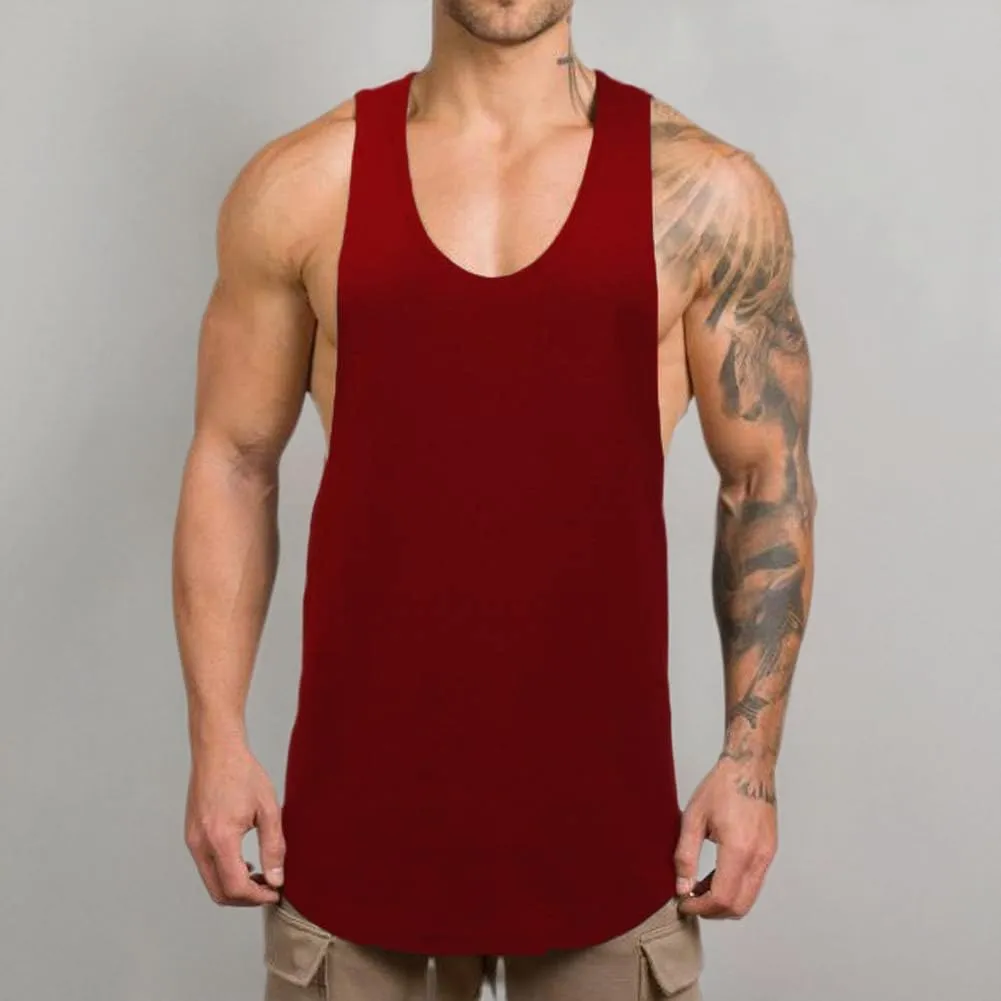 Men's Muscle Gym Workout Stringer Tank Tops Bodybuilding Fitness T-Shirts T01