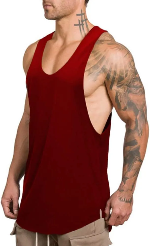 Men's Muscle Gym Workout Stringer Tank Tops Bodybuilding Fitness T-Shirts T01