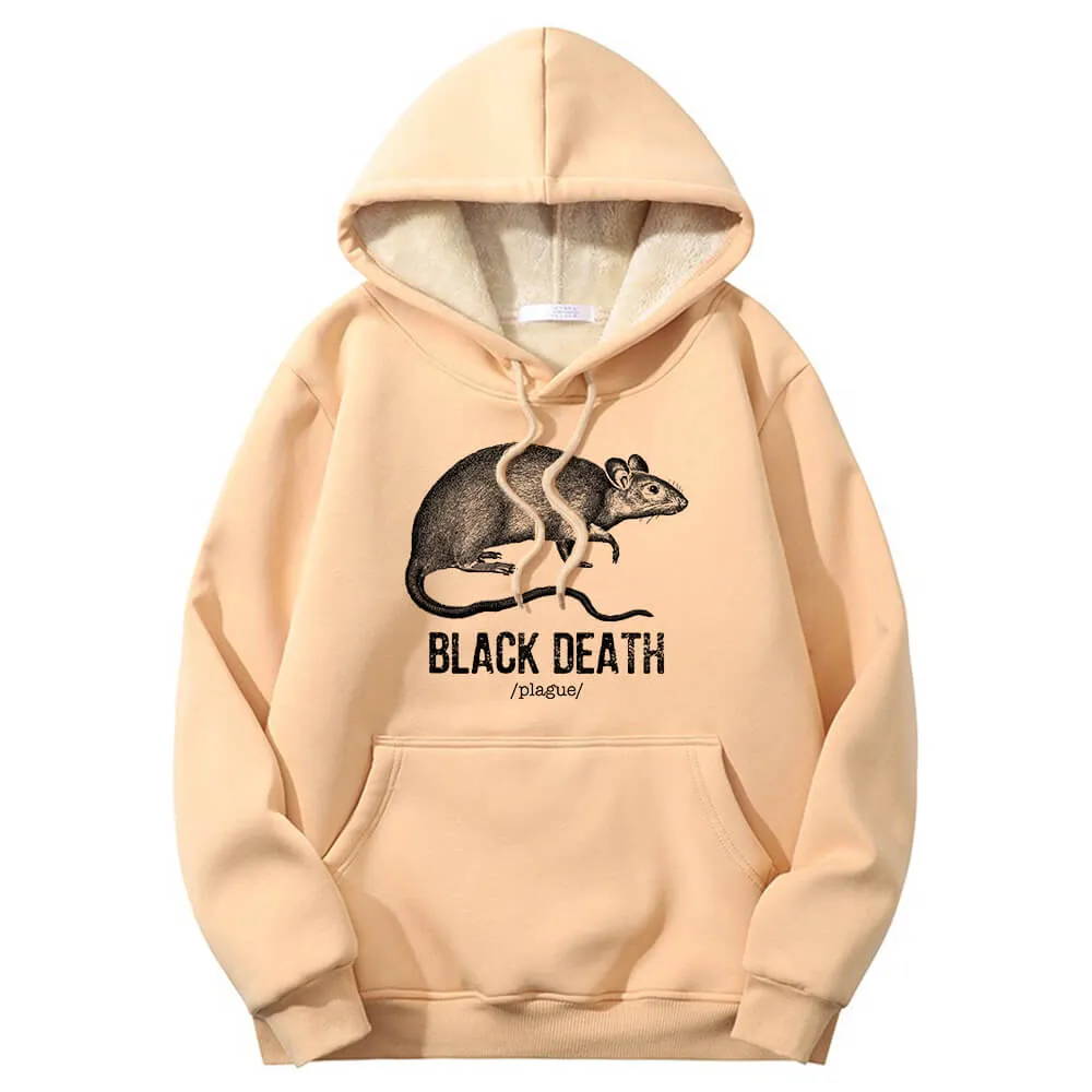 Multicolor Black Death Rat Plague Crew Collar Fleece Sherpa Hoodie