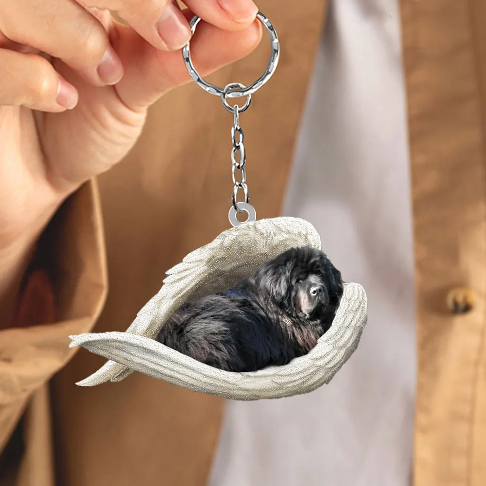 New Foundland Dog Sleeping Angel Acrylic Keychain Dog Sleeping keychain