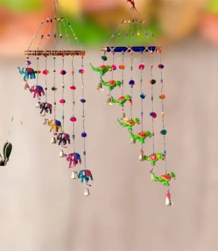 PALPAL 1 elephant And 1 Parrot Wind Chimes Wall Hanging Home Decoration Item set of 2(2inchi-ele-1parrot-/set-2)
