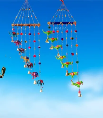 PALPAL 1 elephant And 1 Parrot Wind Chimes Wall Hanging Home Decoration Item set of 2(2inchi-ele-1parrot-/set-2)
