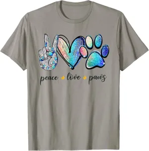 Peace Love Dogs Tie Dye Dog Paw Dog Mom Mother's Day T-Shirt