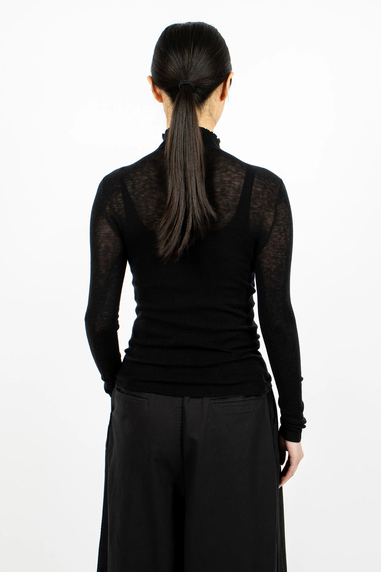 Rib Mock Neck Black