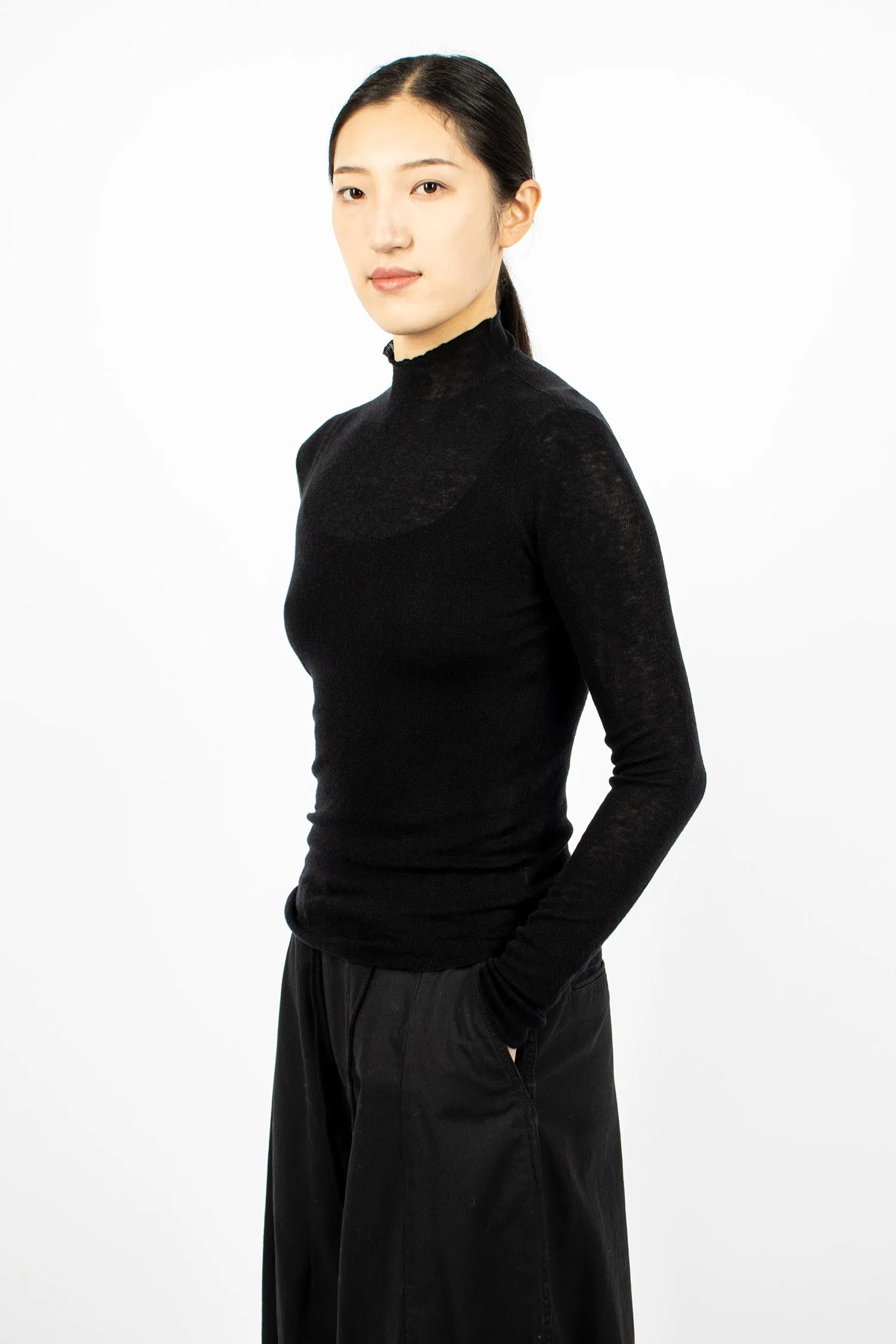 Rib Mock Neck Black