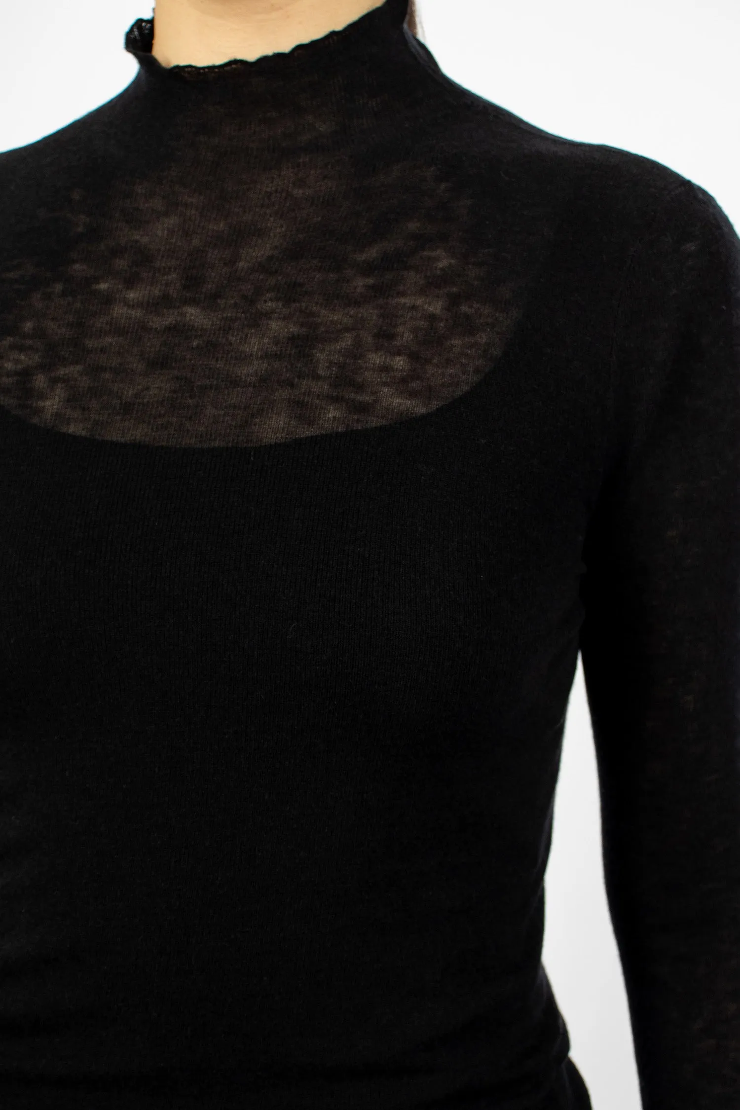 Rib Mock Neck Black