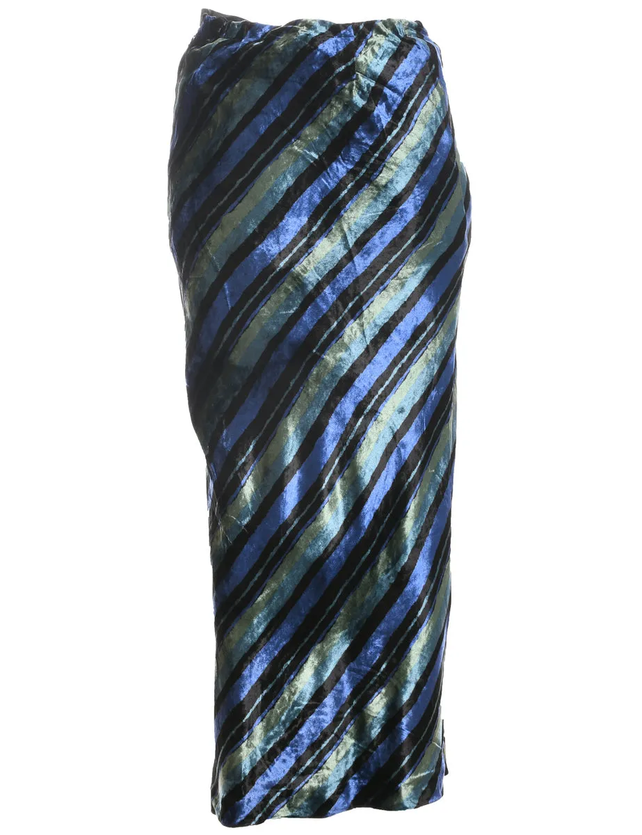 Velvet Striped Pattern Pencil Skirt - S